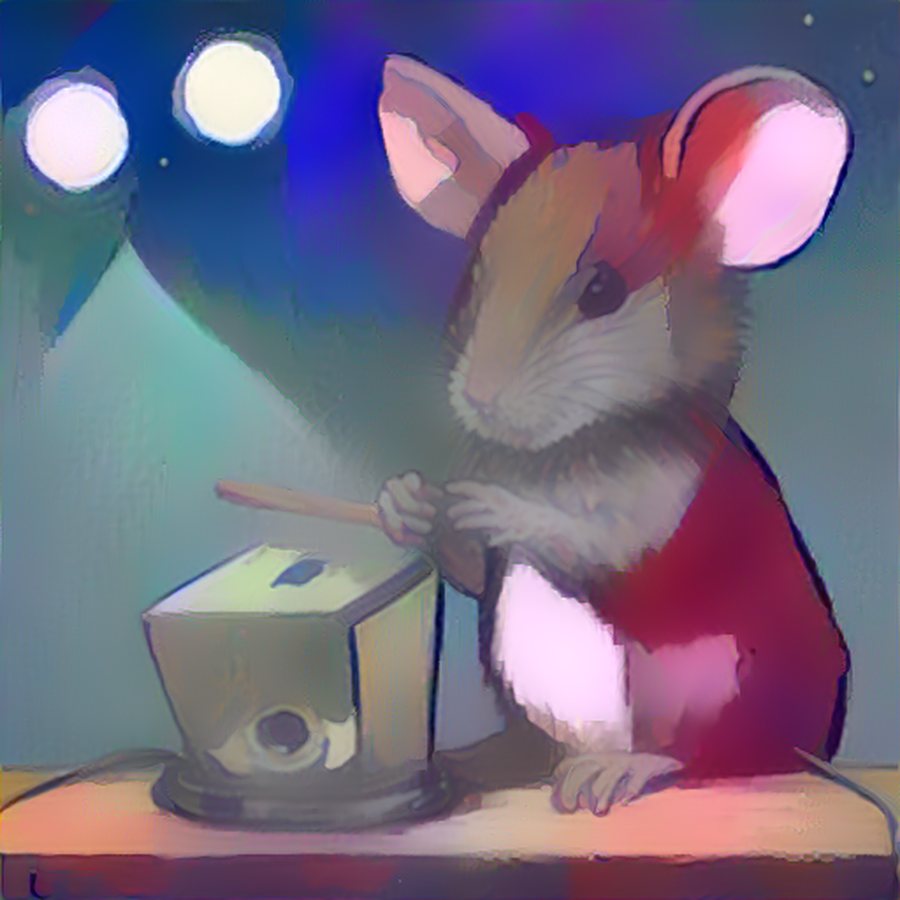 a mouse doing karaoke — painted in the artist's style
