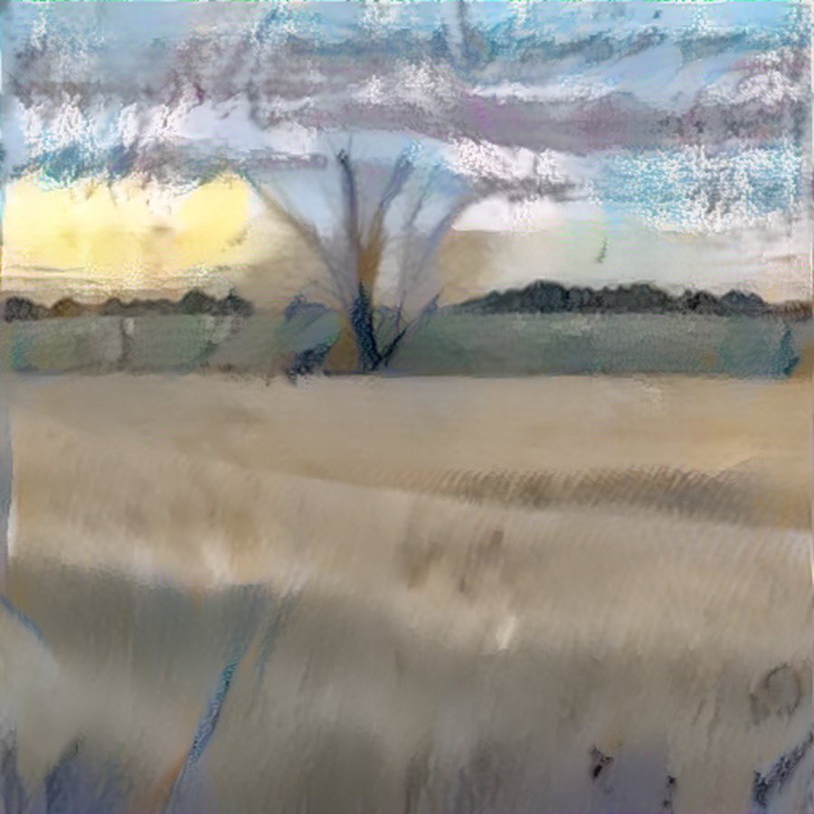 a Kansas prairie at sunset — painted in the artist's style
